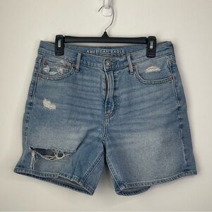 American Eagle Outfitters strigid Blue Distressed Jean Shorts size 8